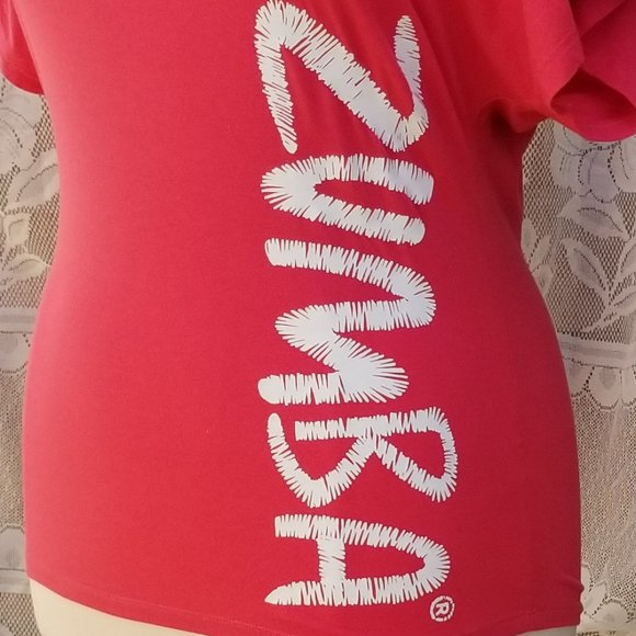 Zumba Wear Red V-neck Tee with White ZUMBA lettering Size M/L - Picture 4 of 8